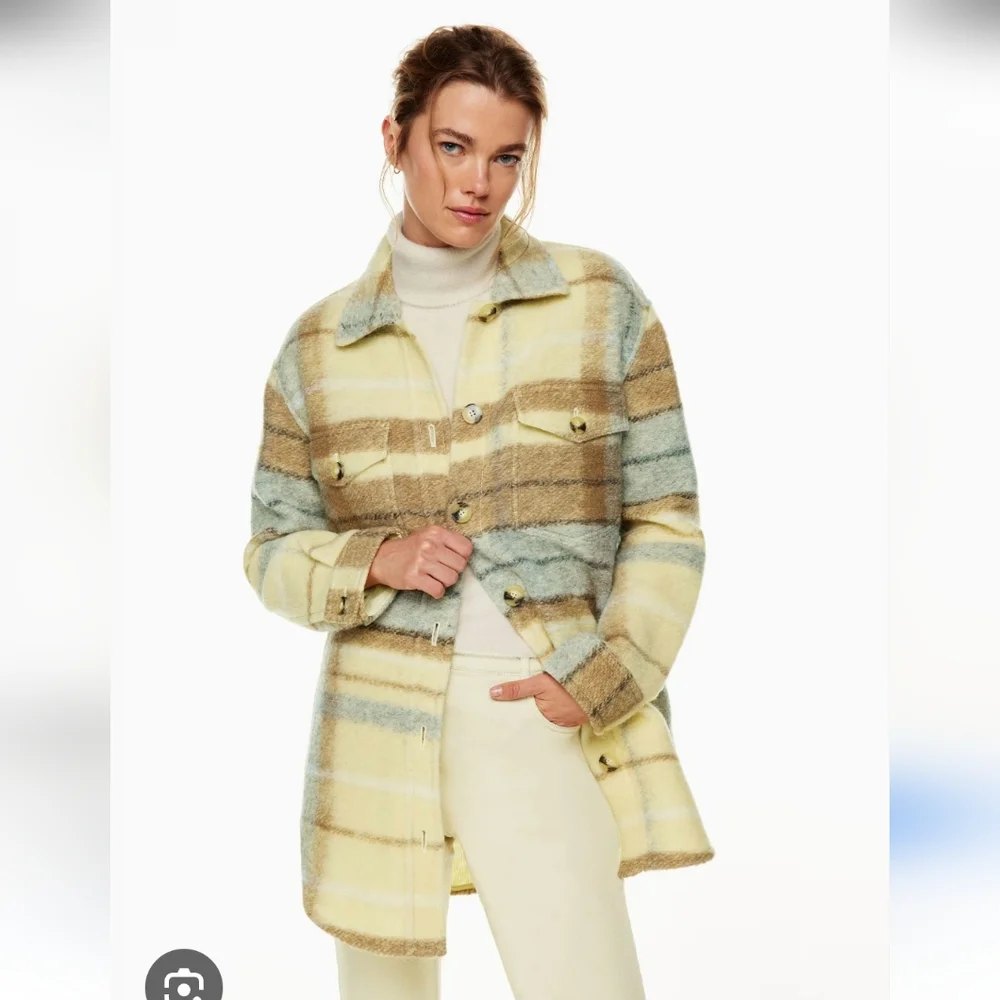 ✨️SOLD✨️NWT-Aritzia Ganna Long/Coat in Brown & Yellow Plaid Ladies Sz S - Picture 3 of 8
